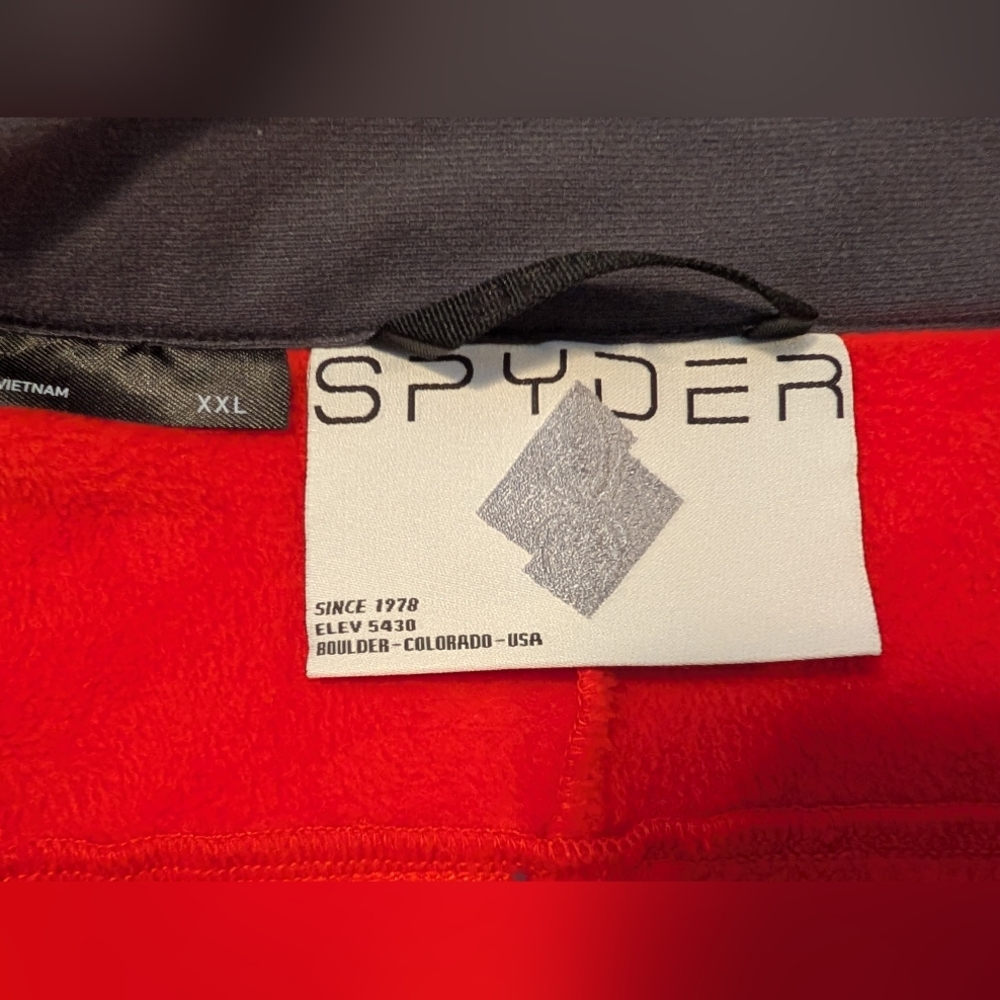 Spyder Men's Two Tone Red 1/4 Quarter Zip Weather Resistant Pullover Jacket XXL - Picture 3 of 14